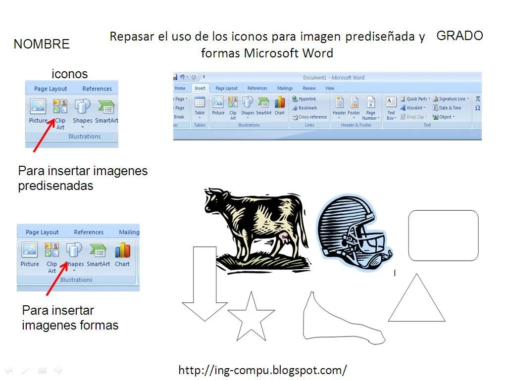 CLASES DE COMPUTACION: MICROSOFT WORD - Insertar imagenes prediseñadas