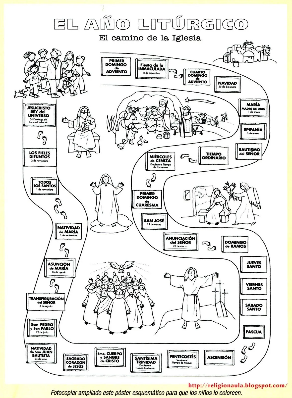 Clases de Religión Católica: El año litúrgico imagen para pintar