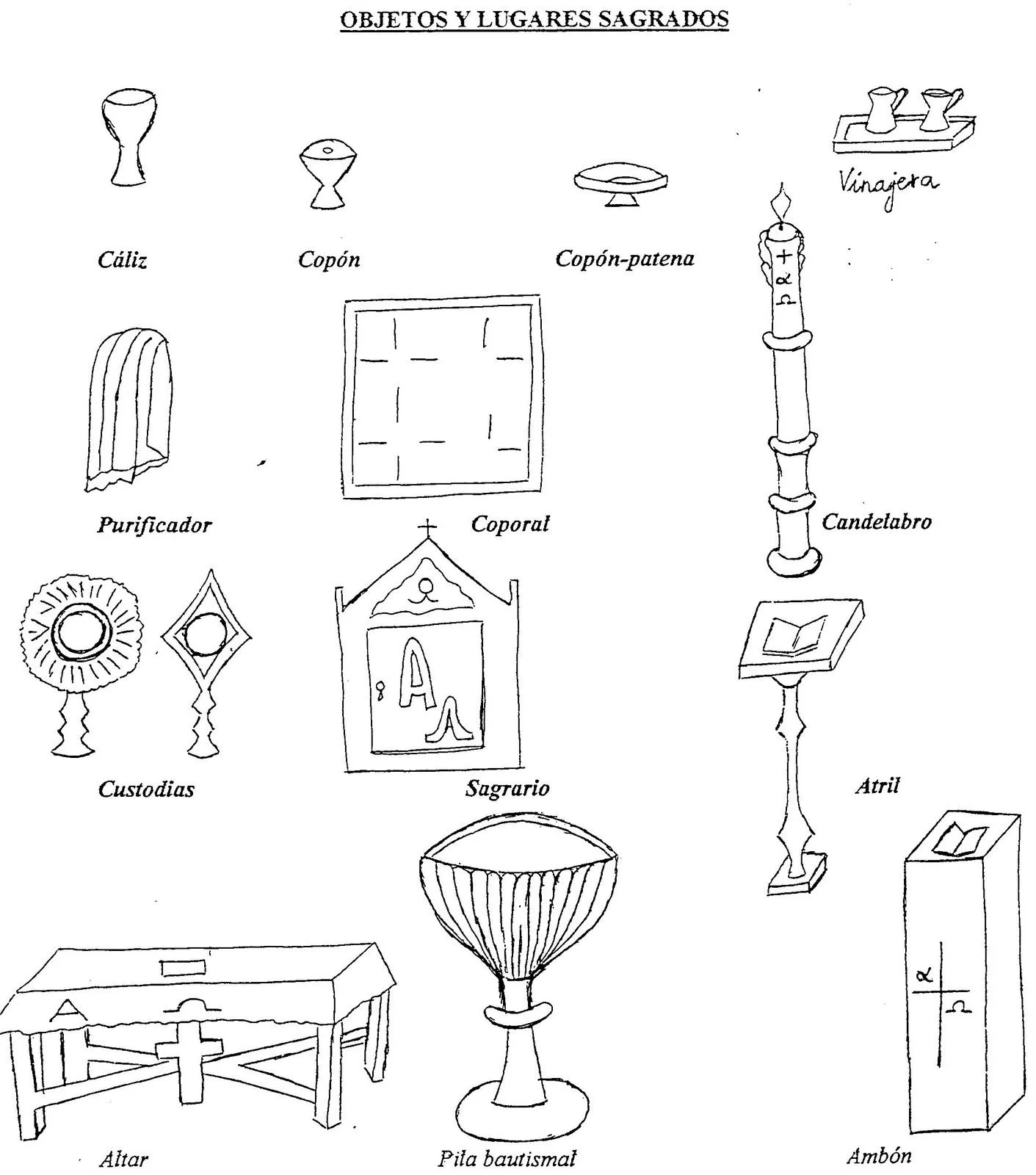 ... las clases de religión...: Objetos sagrados para pintar y aprender