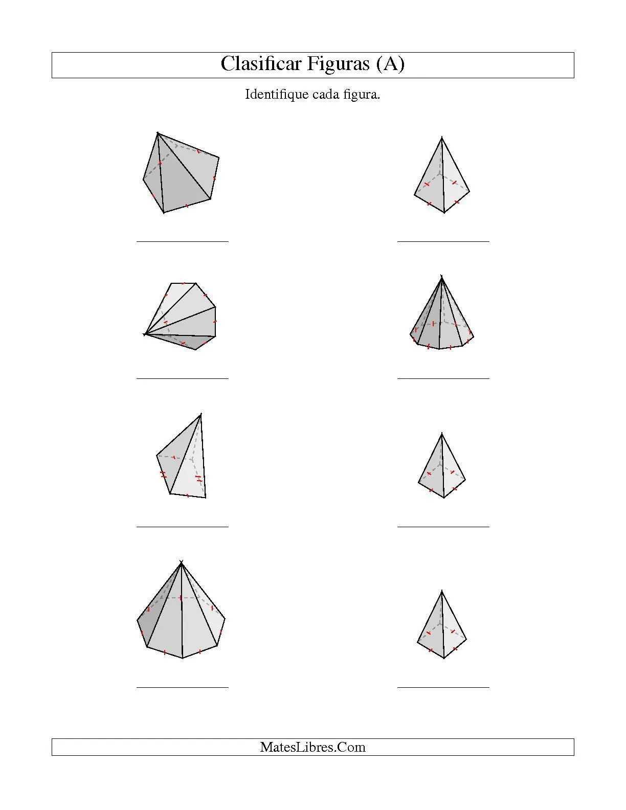 Clasificar Pirámides (A) Hojas de Ejercicios de Geometría