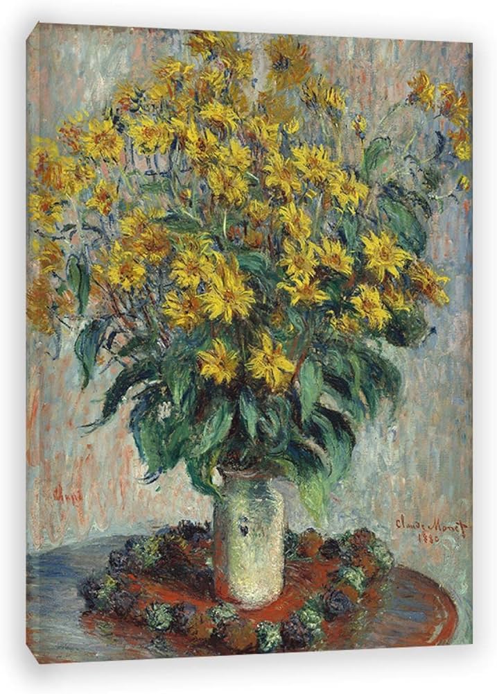 Claude Monet Cuadros. Pinturas famosas del impresionismo: flores de  alcachofa de Jerusalén. Impresión de lienzo de reproducción. Arte de pared  para sala de estar 21x30cm(8x11.7