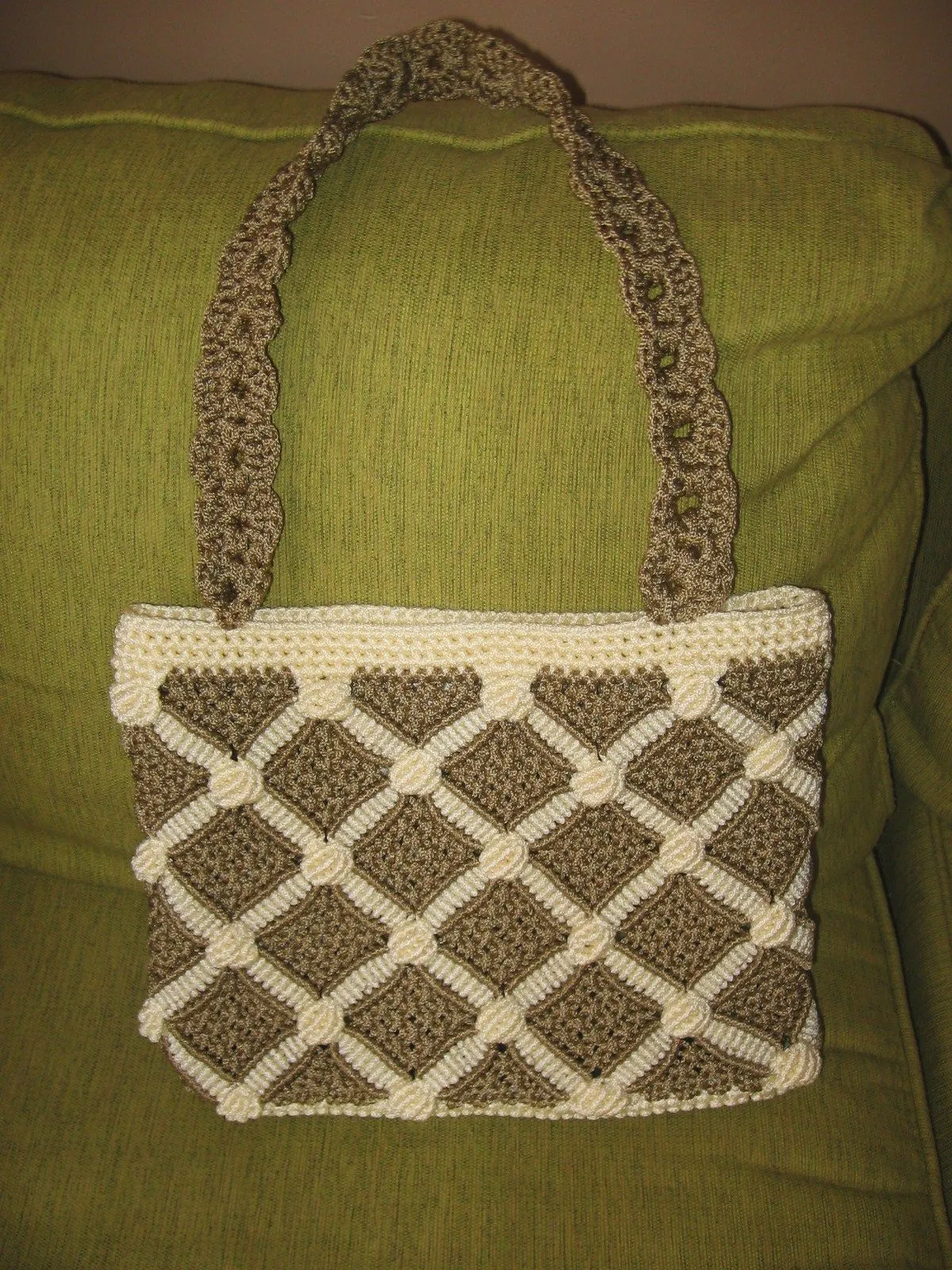 Claudia creaciones a crochet: Cartera macramé rombos verde musgo ...