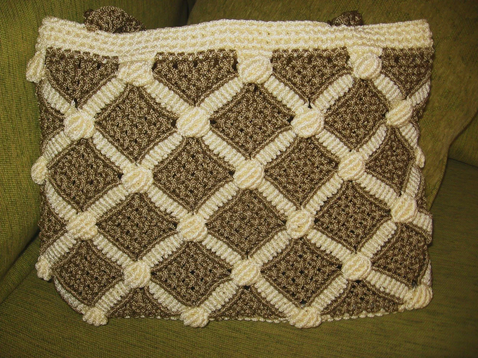 Claudia creaciones a crochet: Cartera macramé rombos verde musgo ...
