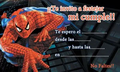 CLICK aquí para imprimir la Invitación de Spiderman para imprimir