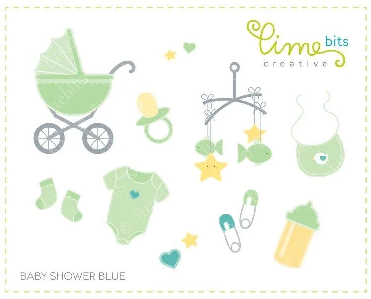 Clip Art para Baby Shower Verde por LimeBitsCreative en Etsy