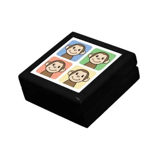 Clip art del dibujo animado con 4 monos felices cajas de regalo ...