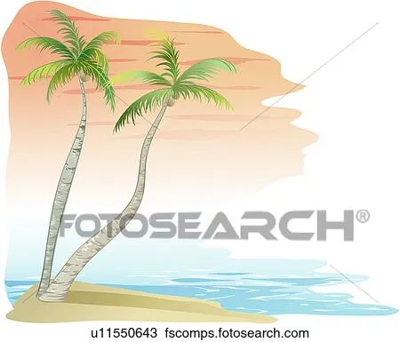 Clipart - coco, árbol, mar, playa, escamotee árbol, fruta, planta ...