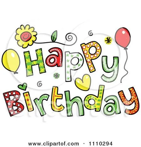 Clipart Colorful Sketched Happy Birthday Text 2 - Royalty Free ...