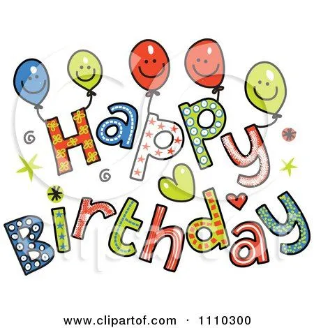 Clipart Colorful Sketched Happy Birthday Text 2 - Royalty Free ...