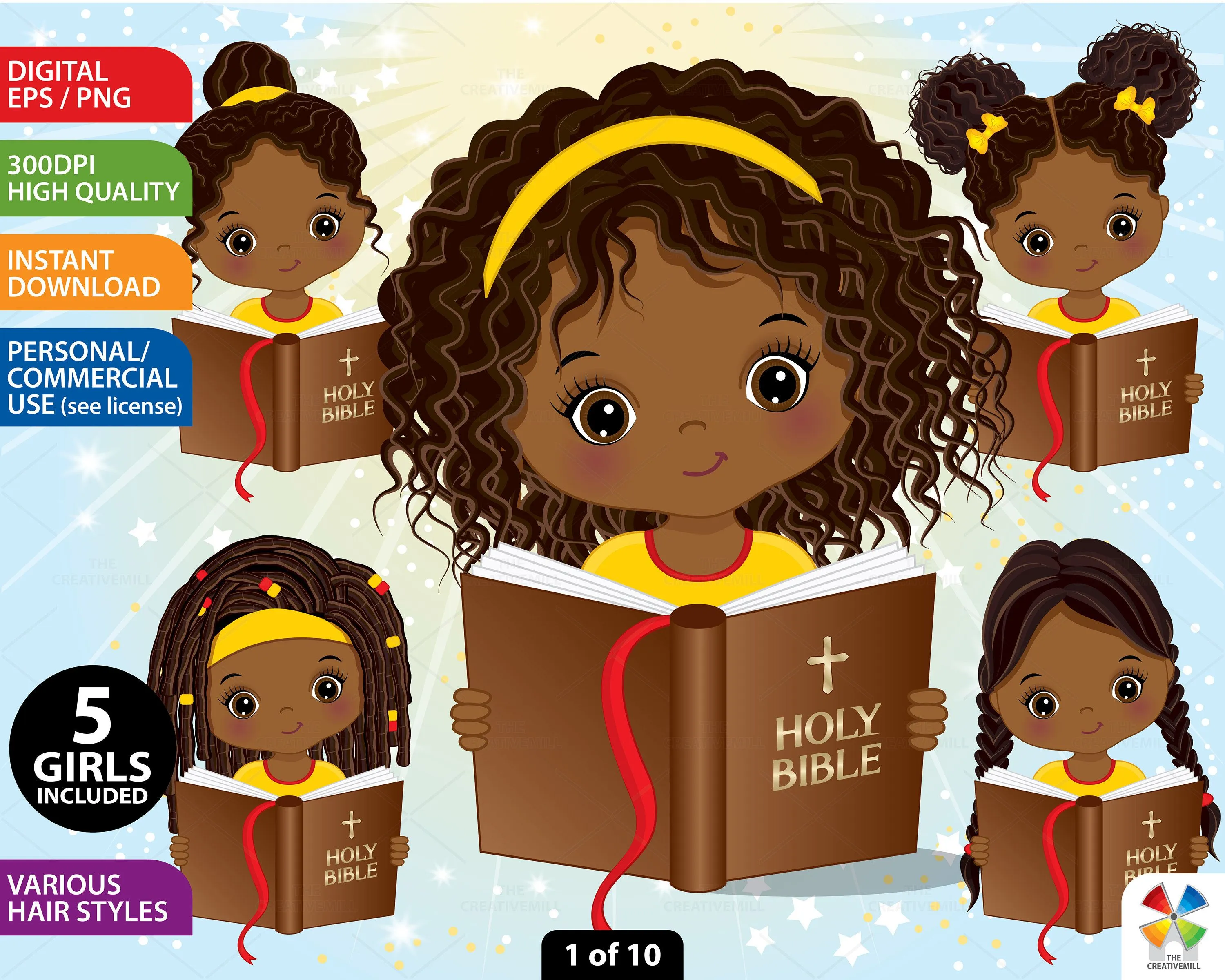 Clipart de Estudio Bíblico Niño de Lectura Vectorial Afroamericano Niña  Leyendo Biblia Santa Biblia Niña Negra PNG Cristiano Clip Art Religioso -  Etsy México