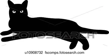 Clipart - gato negro, gatito, acostado, sentado, animal ...