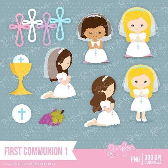 FIRST COMMUNION 1 Digital Clipart ,Clipart Communion / Personal and C…