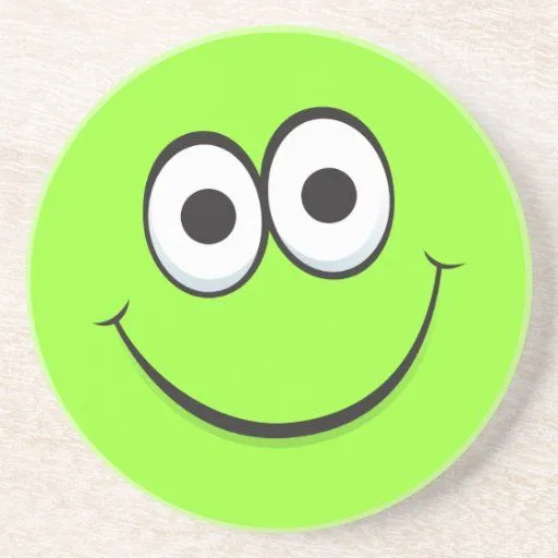 Coaster verde feliz do arenito da cara do smiley d porta-copo de ...