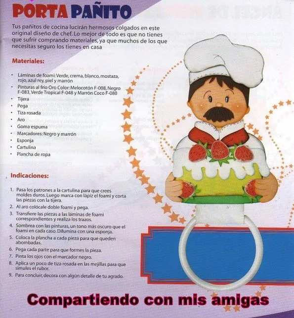 Compartiendo con mis amigas ♥: ♥ Cocinero ( Porta pañito )