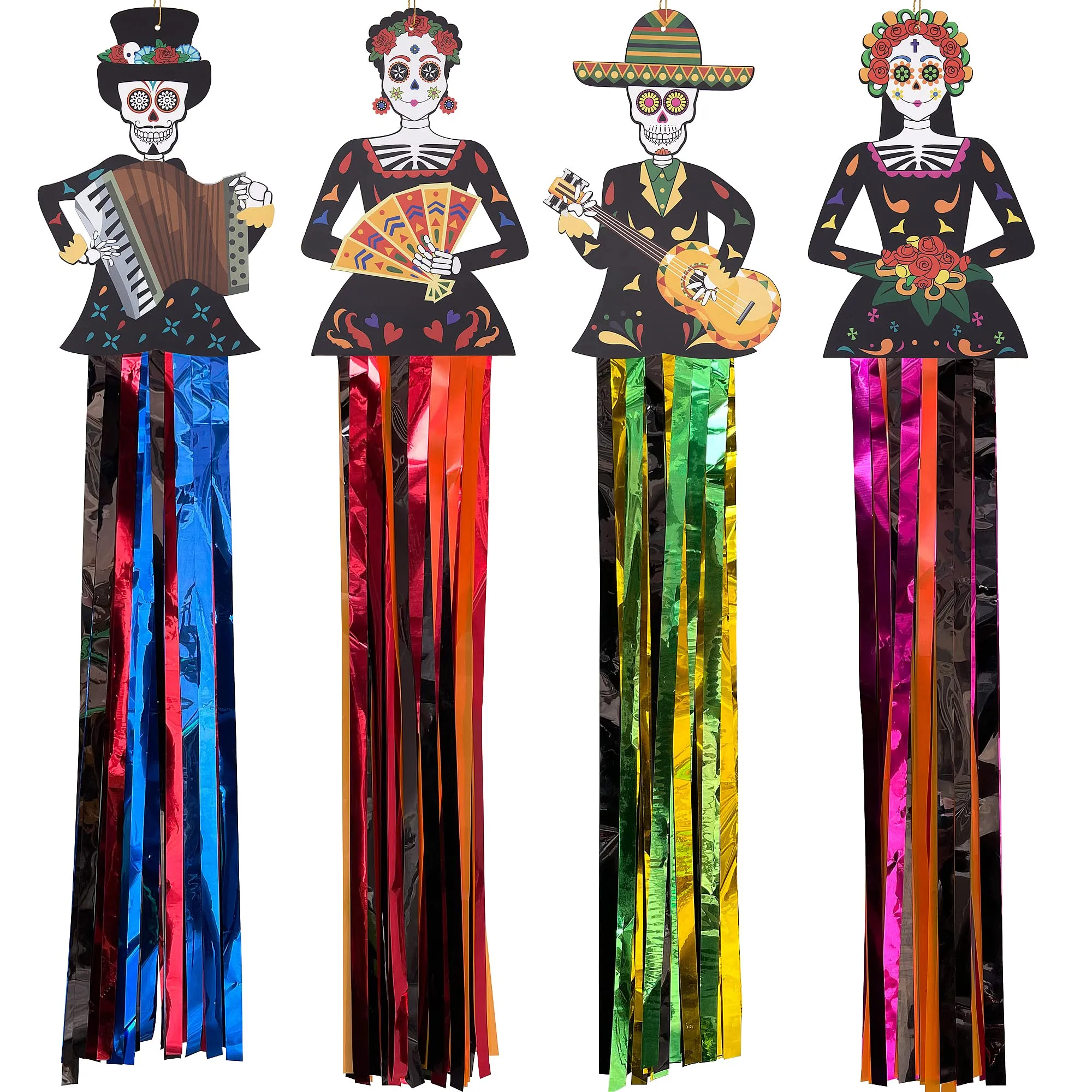 codree - 4 letreros colgantes grandes de calavera de azúcar para decoración  del Día de Muertos, 70