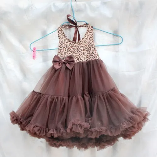 Coffee Leopard gasa vestido de Petti Tutu For Girls en Vestidos de ...