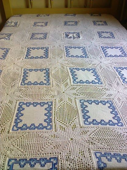 colcha de tecido bordado e crochê | Uncinetto. | Pinterest