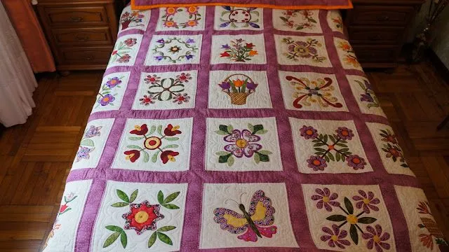 SOLI MULTILABORES - LABORES A MANO: COLCHA PATCHWORK DE FLORES ...