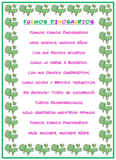 Cole de colores: POESÍA "FUIMOS DINOSAURIOS"