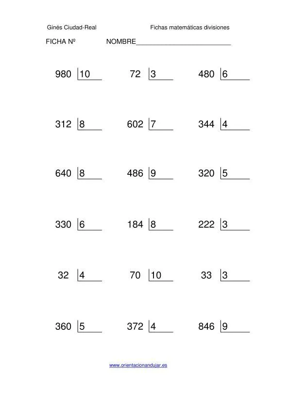 Coleccion 1000 fichas de Divisiones exactas nivel medio por una ...