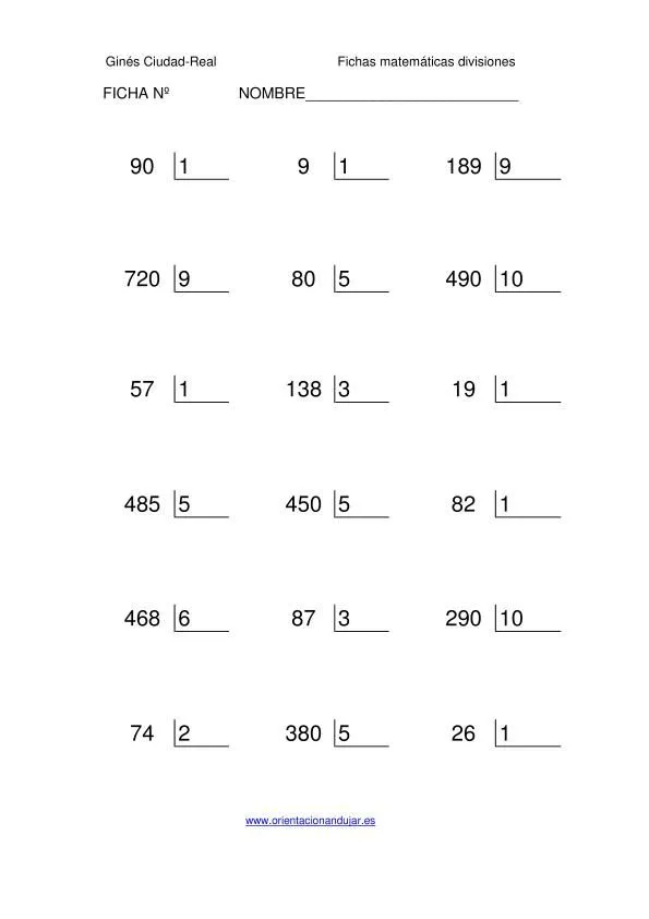 Coleccion 1000 fichas de Divisiones exactas nivel medio por una ...
