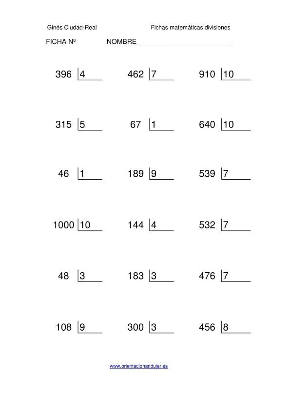 Coleccion 1000 fichas de Divisiones exactas nivel medio por una ...