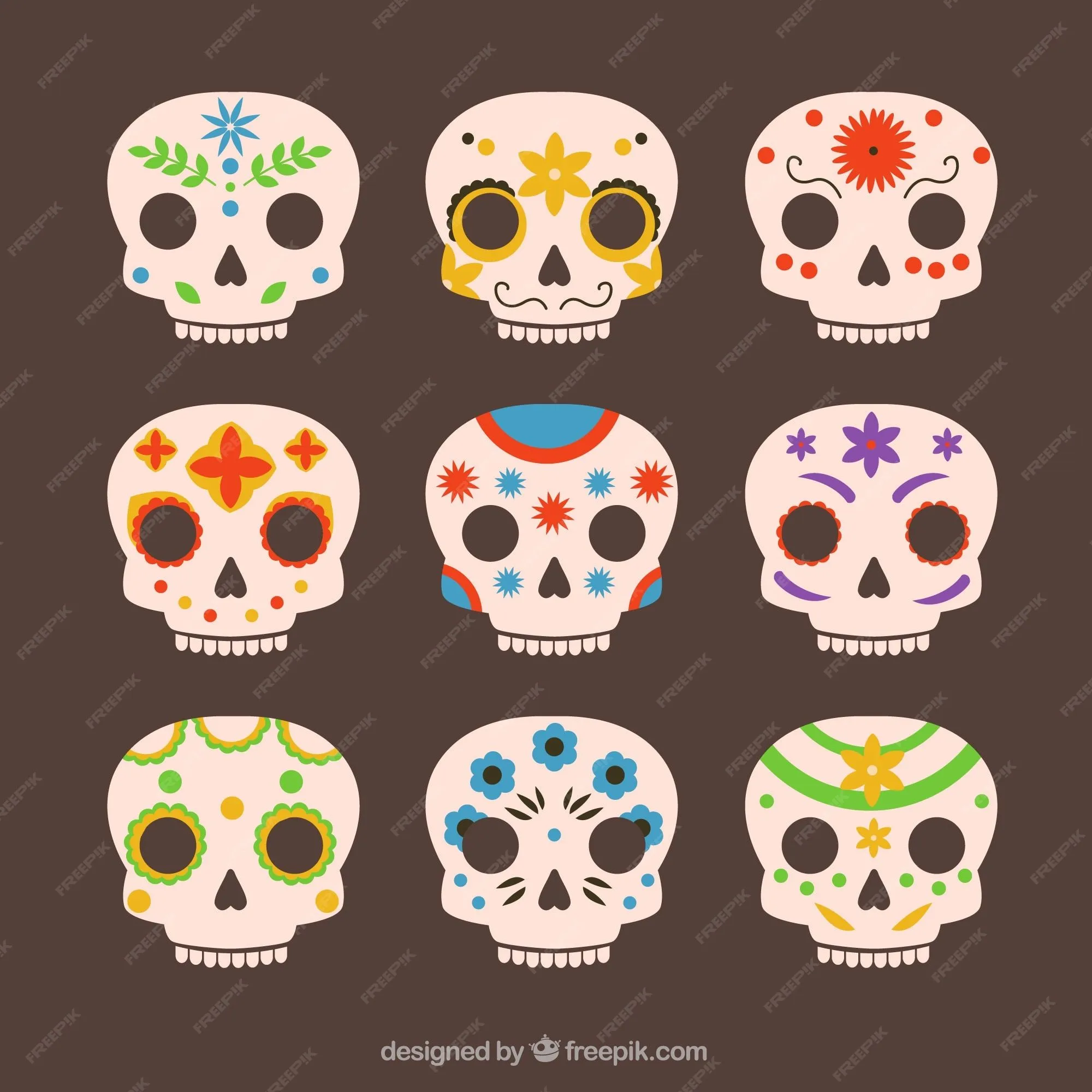 Colección de bonitas calaveras mexicanas | Vector Gratis