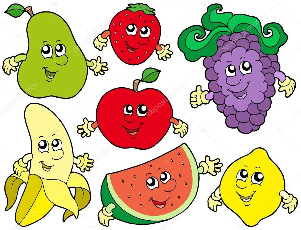 coleção de frutas dos desenhos animados 2 — Vector Stock © clairev #