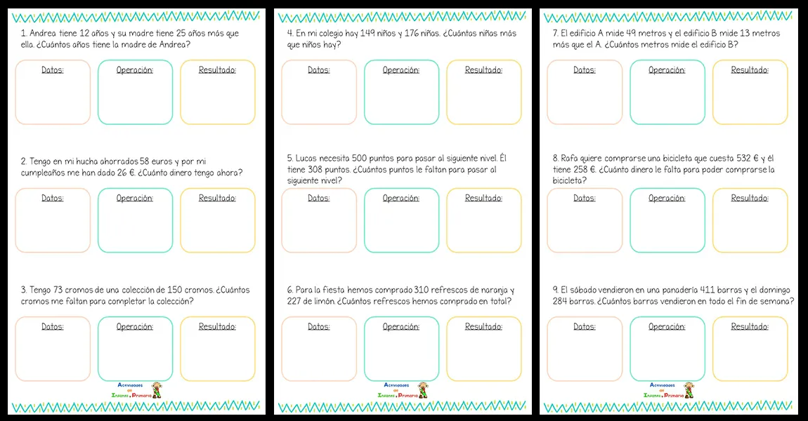 Colección de problemas matemáticos: Sumas y restas