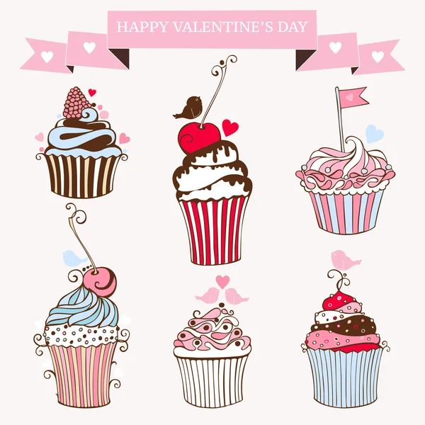 colección de tarjeta de pastelitos dulces dibujado mano decorativa ...