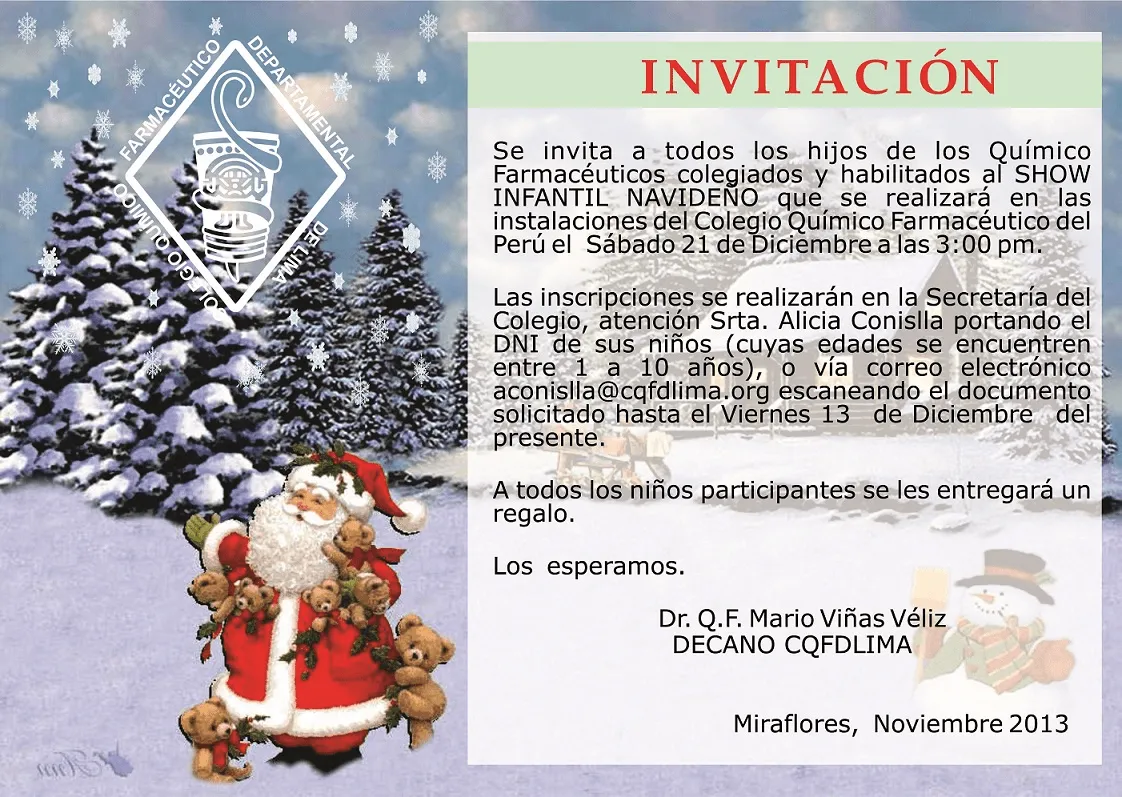 Colegio Quimico Farmaceutico Departamental de Lima: Invitación a ...