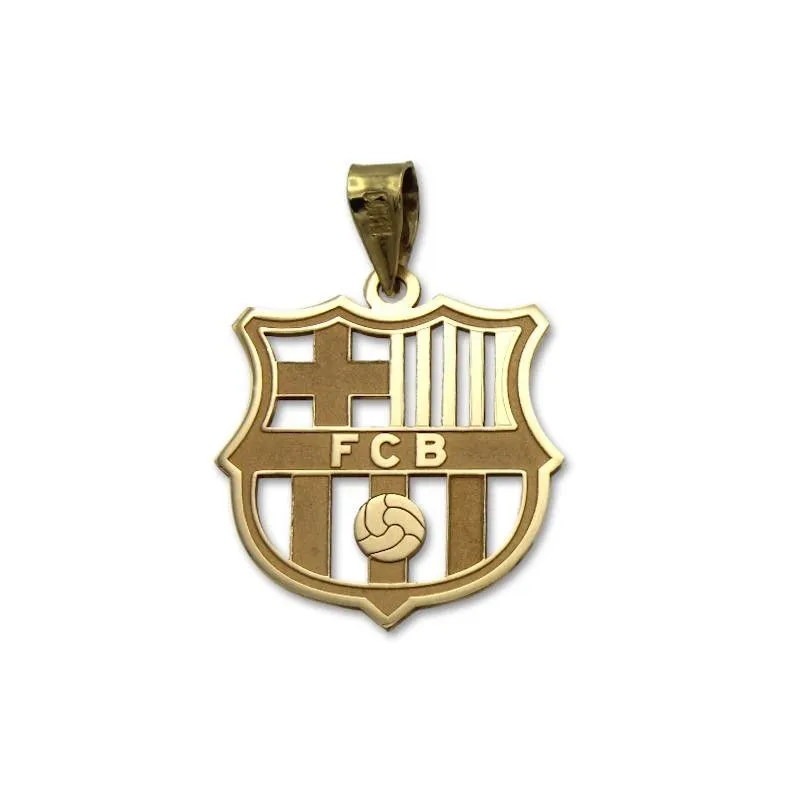 Colgante en oro de 18k del escudo del FC Barcelona calado