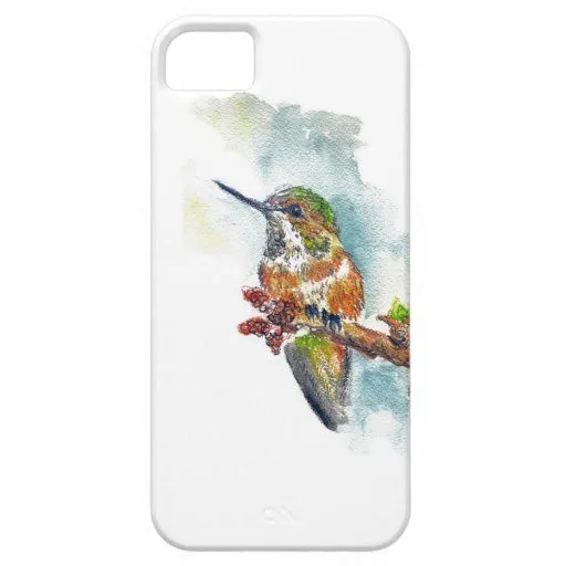 Un colibrí, dibujo de lápiz de la acuarela iPhone 5 Case-Mate ...