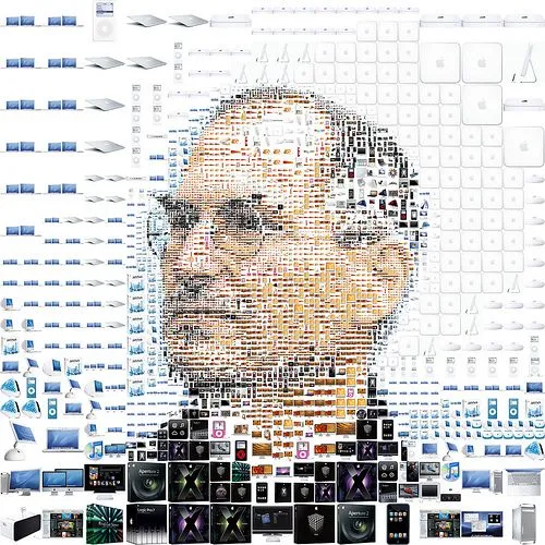 Collage of Steve Job With Apple Products