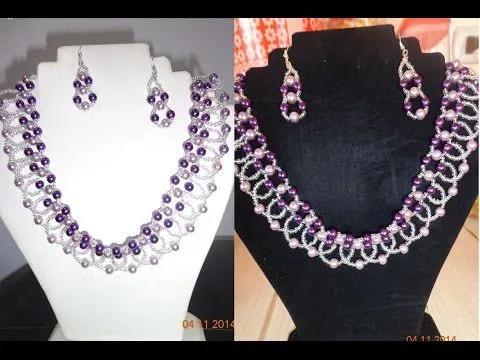 COLLAR Y ARETES CON MOSTACILLAS 4° MODELO PASO A PASO - YouTube