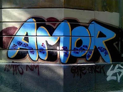 Collections Graffiti Style: 3D Graffiti Alphabet Bubble Amor Blue