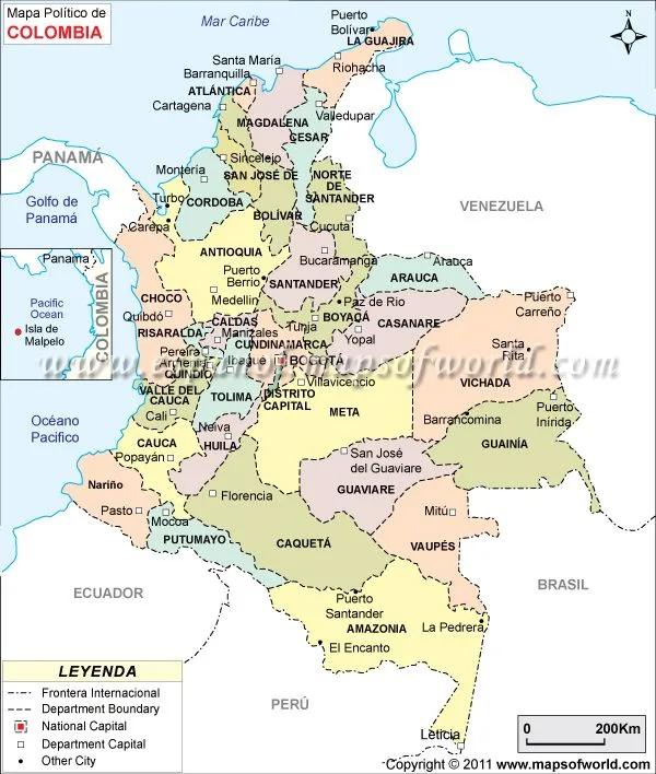 Colombia y sus departamentos - Imagui