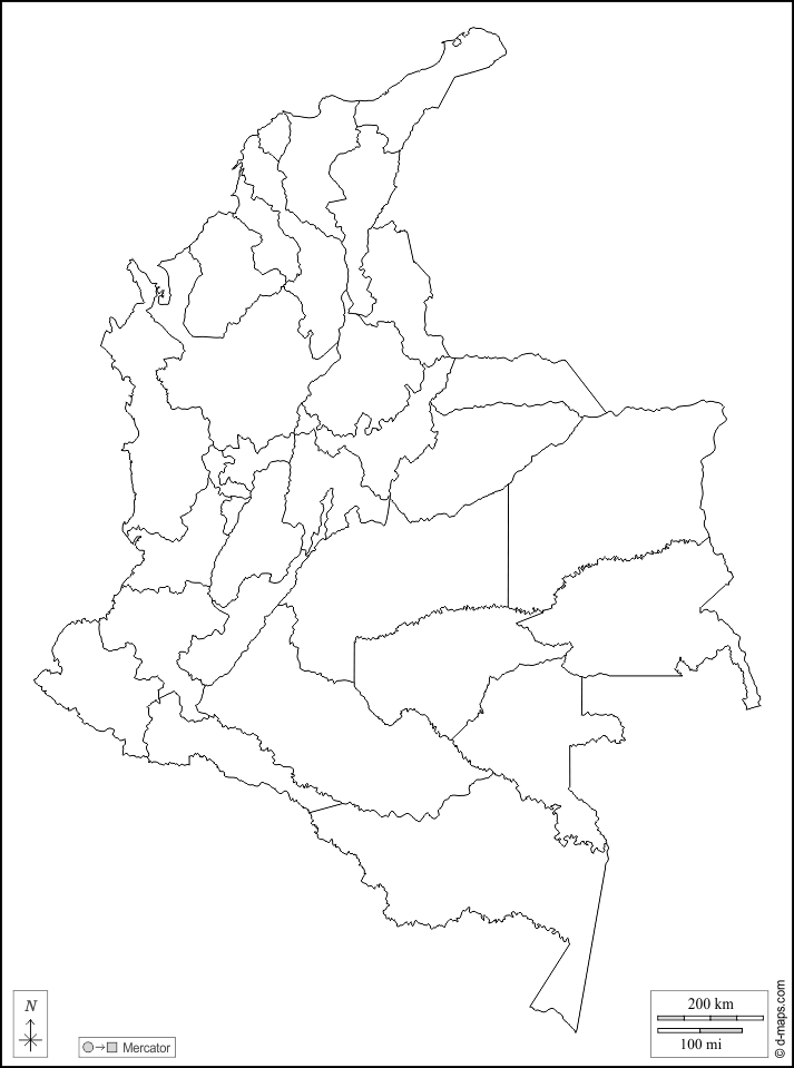 Colombia: Mapa gratuito, mapa mudo gratuito, mapa en blanco ...