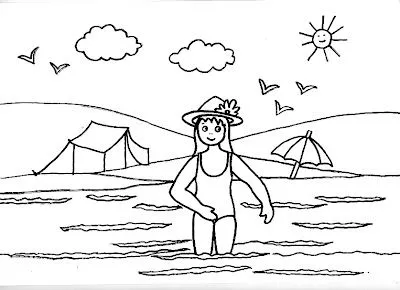  ... COLOR FOR KIDS.: DIBUJO PARA COLOREAR DE UN HERMOSO DIA PARA LA PLAYA