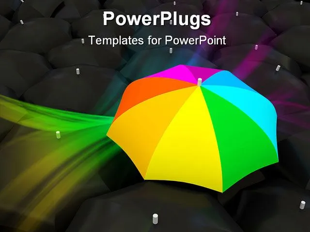 Color umbrella over black PowerPoint Template Backgound of color ...