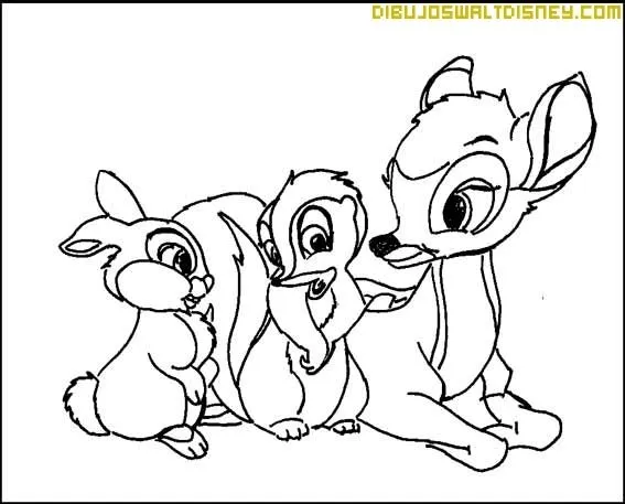 Colorea a Bambi y sus amigos