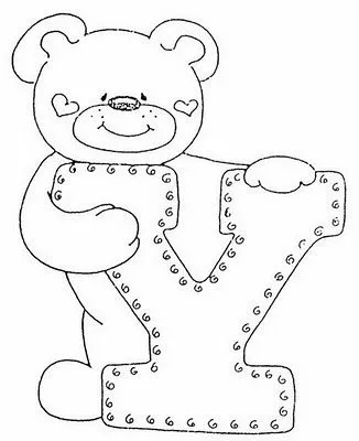 COLOREA TUS DIBUJOS: Abecederio de Osito corazon para colorear letra Y