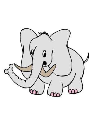 Colorea dibujos de animales - Elefante sorprendido