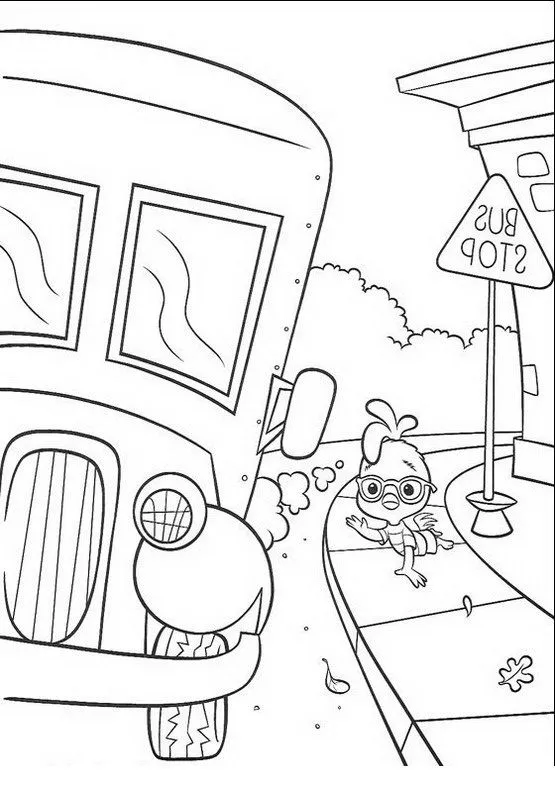 COLOREA TUS DIBUJOS: Chicken Little cayéndose del bus