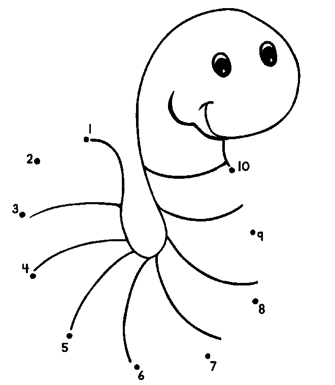 COLOREA TUS DIBUJOS: Dibujo de Gusano numerico para completar y ...