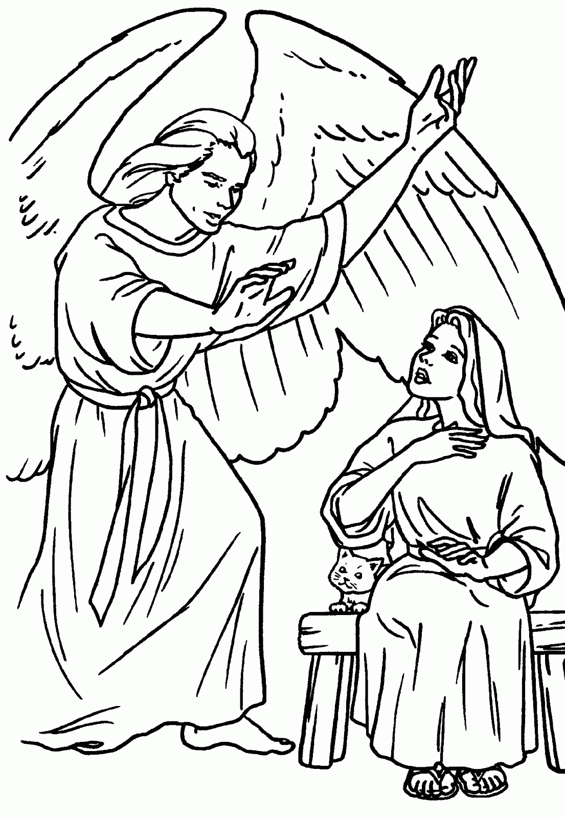 COLOREA TUS DIBUJOS: Dibujo de Maria y el angel Gabriel para dibujar