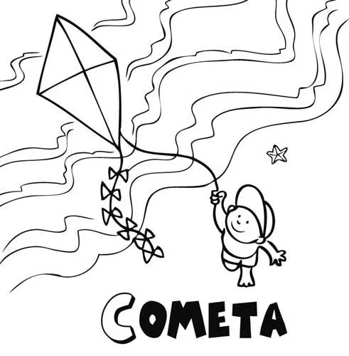 COLOREA TUS DIBUJOS: Dibujo de niño volando una cometa para colorear