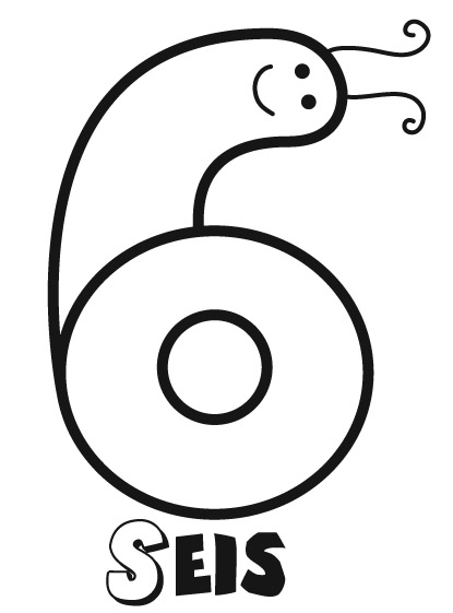COLOREA TUS DIBUJOS: Dibujo del numero seis para colorear
