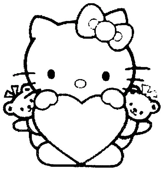 COLOREA TUS DIBUJOS: Hello Kitty con corazón para colorear