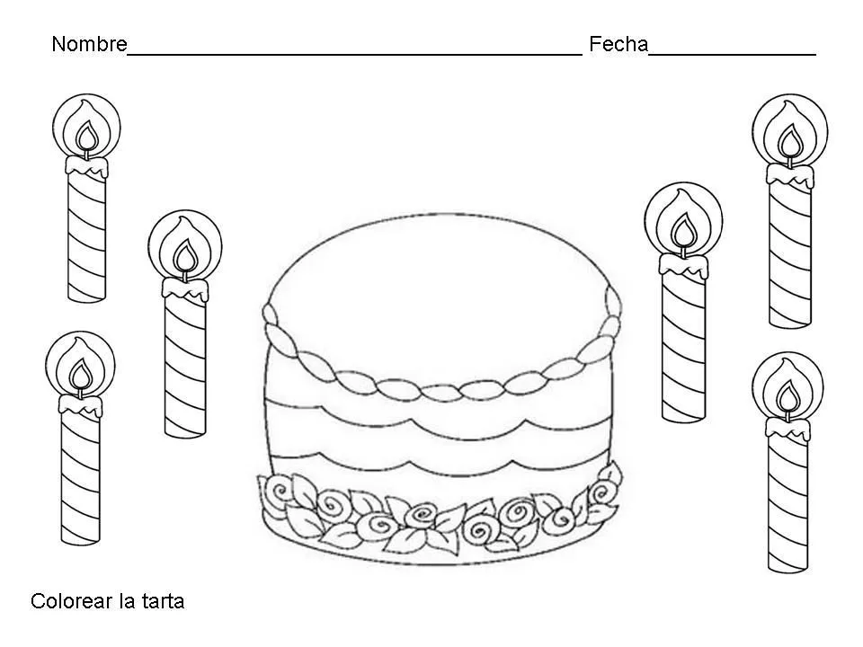 COLOREA TUS DIBUJOS: Lamina de pastel y velas para colorear